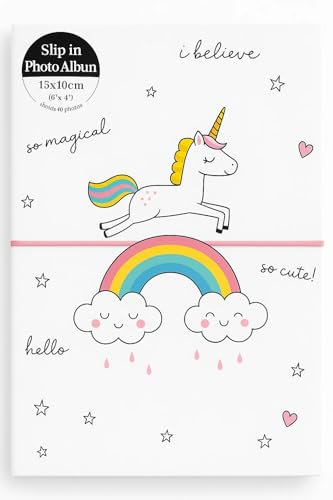 Slip in Photo Album 6x4 Holds 40 Photos Family Memories Birthday Slim Unicorn
