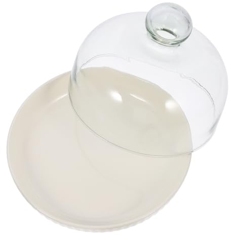ULTECHNOVO Minimalistisches Dessertteller mit Glasglocke und Keramiktablett Hält Kuchen Frisch für Partys und Hochzeiten als Elegantes Snacktablett