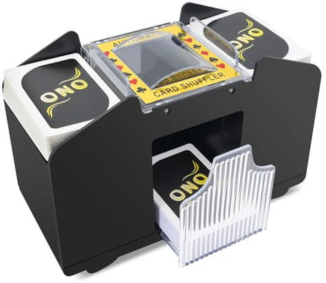 vonsera Mezclador de Cartas Eléctrico, Barajador de Cartas de Póquer, Repartidor de Cartas Automático para 1-4 Barajas, Card Shuffler para UNO, Póker y Blackjack