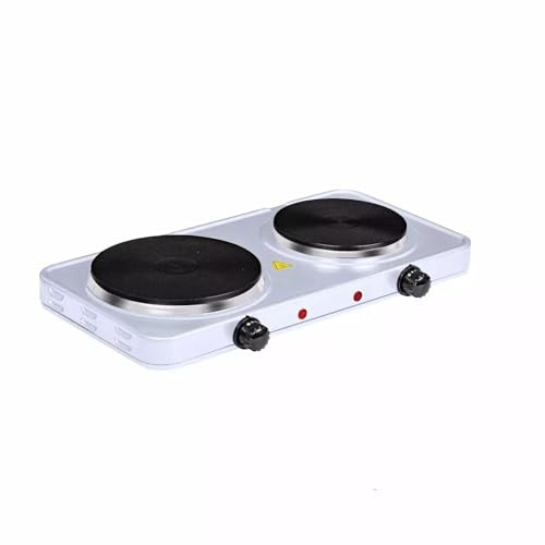 ZANBEEL Electric Double Hot Plate – 2500W Portable Twin Hob Cooker (1000W + 1500W), Adjustable Temperature Control, Compact Tabletop Stove for Cooking, White