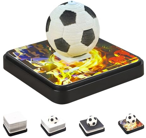 XPJBKC 3D Notizblock, 3D Kalender 2026 Abreißen, Memo-Pad Schreibtisch, Kreative Fußball Haftnotizen mit Anzeigebox Glasklar, DIY Arbeitsplattendekoration