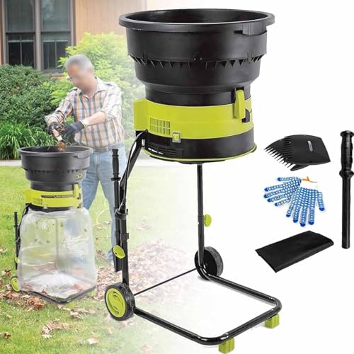 PixCy 2500 W Trituratore Elettrico per Foglie con Cavo con Manopola di Bloccaggio Sicurezza,Trituratore da Giardino con Sacco Raccolta E Ruote,per Foglie Secche,Erba E Sfalci Giardino Powercord×60m