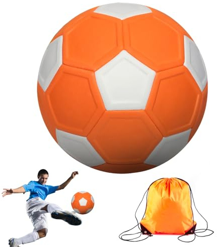 nplaseta Ballon de football incurvé - Taille 5 - Avec sac de rangement - 20 cm - En caoutchouc EVA - Pour enfants - Pour l'intérieur et l'extérieur