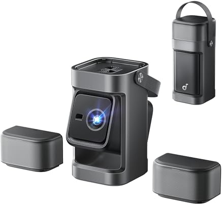 Proyector Inteligente con Sonido Envolvente 2.0, 650 Lúmenes ANSI, Full HD 1080P, Enfoque Automático, Cardán de 130°, Google TV, Portátil.