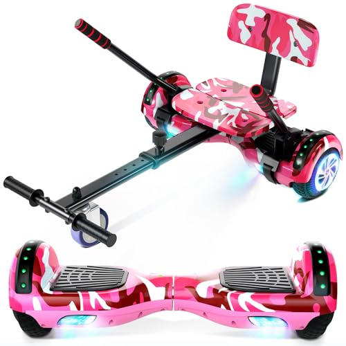 Scooter with Seat Attachment for Kids Adults, 6.5'' 8.5''Balancing Scooter with Bluetooth Speakers & Colorful LED Light with kart