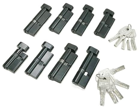 TüRschloss 1 Stk. Schwarz Custom Zylinder Open Lock Tür Fenster Sicherheit 80/85mm Wohnzimmer Schloss Griff Customized Messing Key(80(30knobs-50))