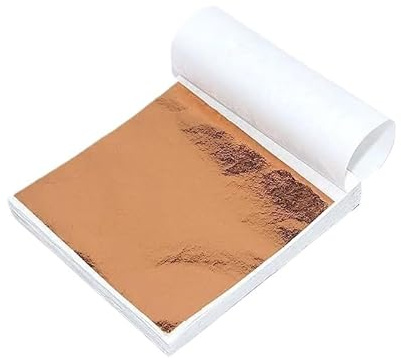 DUNSBY Blattgold 100 Stück 8 x,5 cm Imitation Gold Silber Kupferfolie Blattblätter for DIY Handwerk Malerei Nail Art Vergoldung Home Decor(100pcs Rose Gold)
