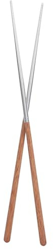 COLLBATH Palillos Chinos Alargados de Acero Inoxidable y Madera para Freír Diseño Antideslizante y Antiquemaduras, Ideales para Cocinar y Sacar Fideos en Ollas Calientes