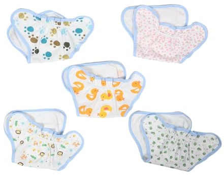 Homoyoyo 5 Pañales Lavables de Algodón para Bebés, Pañales Tipo Braguita Estampados Infantiles, Transpirables y Reutilizables, Pantalones de Entrenamiento para Recién Nacidos y Pequeños,