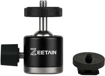 ZEETAIN Mini Kugelkopf Stativkopf: 360° drehbarer Aluminium-Kugelkopf mit 1/4-Blitzschuh, 20mm Kameraadapter für Stative, Einbeinstative, HTC Vive & Spiegelreflexkameras (hält 1,1 kg)