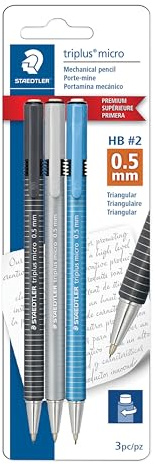 STAEDTLER triplus micro Druckbleistift mit Drehradierer, 0,5 mm Mine, Druckbleistift, Schreiben, Zeichnen, Zeichnen, 3 Stück, 77427BK3A6