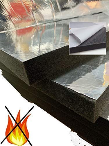 Glatt Schaumstoff Aluminiumfolie SELBSTKLEBEND FOLIE Dämmung Schallschutz Flammhemen- MVSS302d akustik (Mit Selbstklebend, 8 cm)