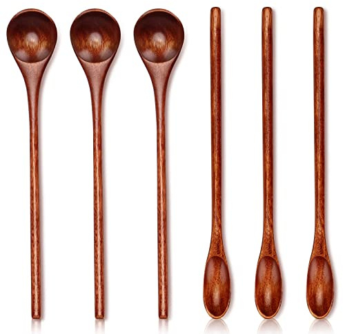 6 Pcs Small Wooden Spoons for Coffee Spoon Jars Tea Wood Teaspoons Tasting Spoon Set Mini Stirring Teaspoon Honey Tiny Mixing Table Stir Spoons for Powder Dessert Kitchen Eating Utensil