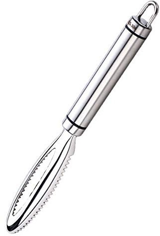 Ecailleur À Poisson Professionnel En Inox Avec Dents De Scie Inox, Ecailleur Poisson, Pinces À Désarêter Offertes, Pour Femme Au Foyer Cuisinier Restaurateur, 24X7.5Cm