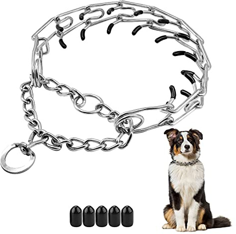 Dog Prong Collar,Choke Collar for Dogs Pinch Training Collar,Detachable Adjustable Choke Collar with Comfort Rubber Tips, Metal Adjustable Large Middle Dog Pet Pinch Collar