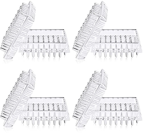 Jetec 8 Pcs Carpet Protectors Furniture Leg Spiked Caster Cups, Square | Clear Plastic Grip, Secures Carpet Fibers, For Chairs Sofas Tables Beds, Prevents Rug Indentations, Spiked Base Design