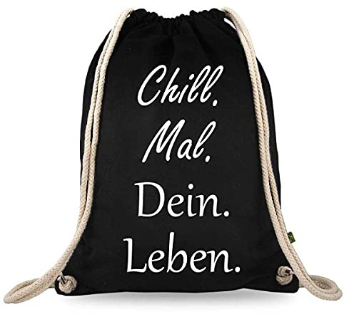 Turnbeutelliebe® Turnbeutel mit Spruch - Modern - Lustig - Neu - Frauen - Männer - Kinder - Baumwolle schwarz - Sportbeutel - Rucksack - Stoffbeutel - ca. 12 Liter - 37 x 46 cm