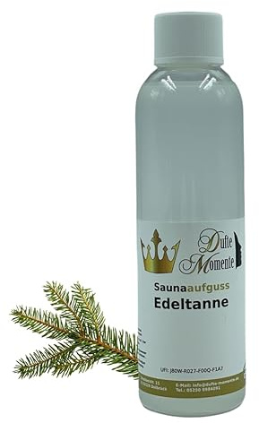 Dufte Momente | Saunaduft Konzentrat Edeltanne 250ml | naturreine und natürliche ätherische Öle | für Finnische Sauna, Banja, Biosauna, Sanarium, … | vegan und ohne Tierversuche