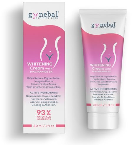 GYNEBAL Aufhellende Creme mit NIACINAMID – DEPIGMENTIEREND, Gegen Pigmentflecken, Nicht Reizend – Intime und Empfindliche Bereiche – Achseln, Leiste, Ellbogen, Knie, Hände und Melasma – 30 ml