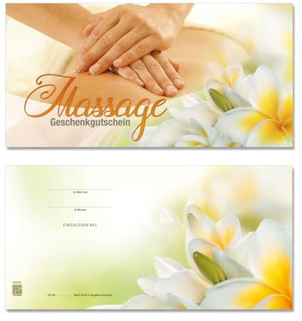 GESCHENKGUTSCHEINcom by POS-HAUER. 25 Gutscheine. Blanko zum Selberausfüllen. Für Massage Massageinstitut Massagebehandlungen.