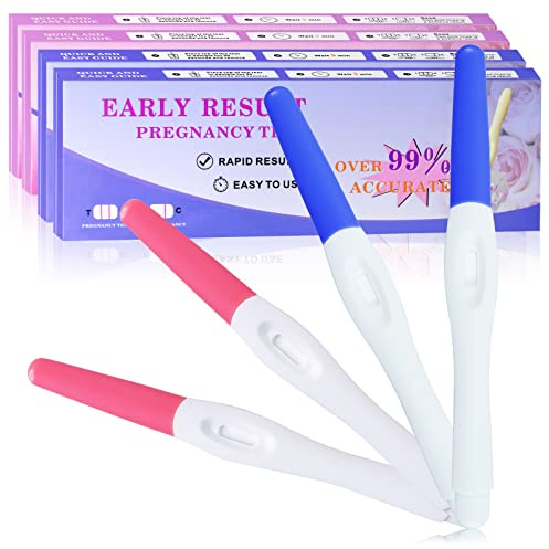 SHENGSEN 4 Packs Fake Pregnancy Test Strips,Always Positive Early Pregnancy Test Kit,Prank HCG Pregnancy Rapid Test for April Fools' Joke Gag,Blue & Pink
