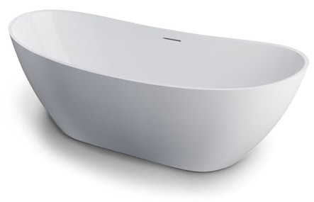 BERNSTEIN Freistehende Badewanne aus Sanitäracryl Wanne mit Doppelwandiger Konstruktion 170 x 80 x 58 cm - 5 Jahre Garantie - Standbadewanne Dalia in Weiß glänzend, Acryl-Wanne