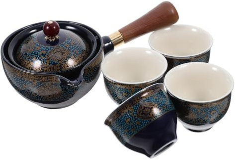 Healeved Blue and White Porcelain Tea Set - Traditional Chinese Tea Pot with 1 Teapot and 4 Cups for Home Use Craftsmanship for Lovers