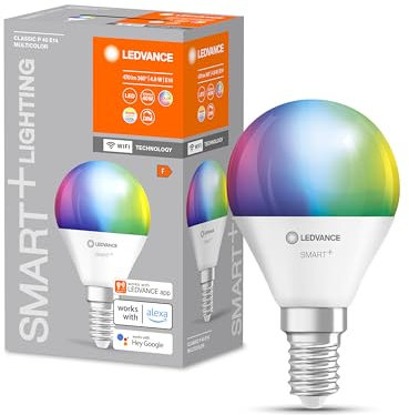 LEDVANCE E14 LED Lampe Mini Bulb, Smart Home Wifi Leuchtmittel mit 4,9W (470lm) ersetzt 40 W Glühbirne, dimmbar, RGBW Lichtfarbe (2700-6500K), steuerbar mit Alexa, google oder App, Lampe im 1er-Pack