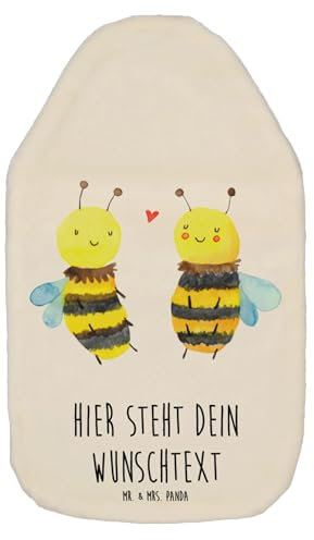 Mr. & Mrs. Panda Personalisierte Wärmflasche Biene Verliebt - Personalisierte Geschenke, Körnerkissen mit Namen, Wärmflaschenbezug mit Namen,