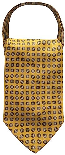 WANYING Herren Krawattenschal Ascotkrawatte Schal Cravat Ties Halstuch Classic Retro Schick für Gentleman - Blümchen Muster Dunkelgelb
