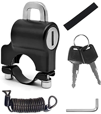 Lucchetto per casco da moto, con corda di memoria, universale, per tubi manubrio da 22 – 28 mm, moto, biciclette o scooter