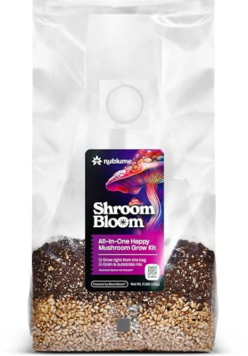 ShroomBloom Magic All-in-One Mushroom Grow Kit | Easiest Way to Grow Your Own Fresh Mushrooms Spores at Home | Sterilized Grain Spawn & Substrate Bag for Easy Growing | Mycology Supplies Included