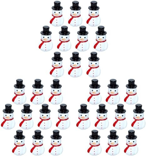 Abaodam Lot de 30 mini bonhomme de neige pour décoration automobile et artisanat - Figurines de Père Noël miniature - Bonhomme de neige miniature - Bonhomme de neige - Décoration à faire soi-même -