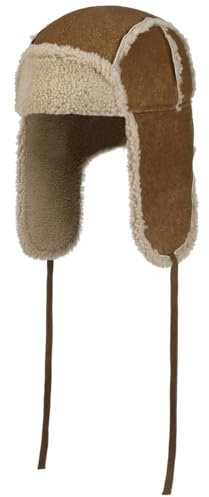Stetson Lambsfur Bomber Fliegermütze Lederkappe mit Ohrenklappen Handgefertigt in Deutschland Unisex Herbst Winter braun XXL (62-63 cm)