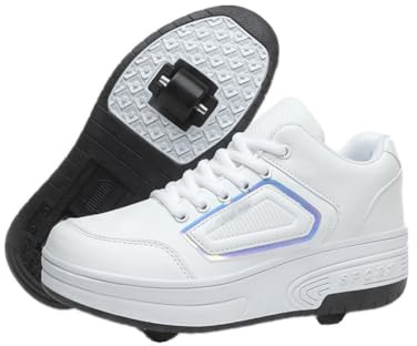 ENEN Chaussure a Roulette Mode Fille, Chaussures a roulettes Retractable Garçons, Basket Roulette Enfant, Roller 2 Roues Déformable Adolescents pour Intérieur Extérieur