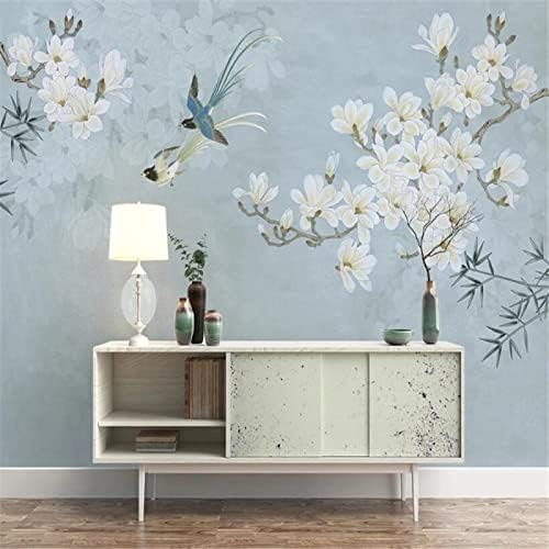 XLMING Retro Magnolie Blumen Und Vögel Schlafzimmer Sofa Wohnzimmer Tv Hintergrund Wand 3D Hintergrundbilder-150cm×105cm