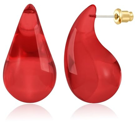 LILIE&WHITE Ohrringe Damen Ohrstecker, Tropfenförmiges Design in Rot, Eleganter Schmuck für Alltag und Besondere Anlässe