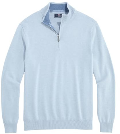 vineyard vines Men's Boathouse Quarter-Zip Sweater, Jake Blue Heather, XXL