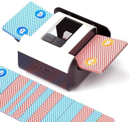 Automatic Card Shuffler Machine, 1-2 Deck Card Shuffler, Portable Quiet Card Shuffling Machine for Poker Table UNO Blackjack Bridge Texas Holdem, Minimalist Design