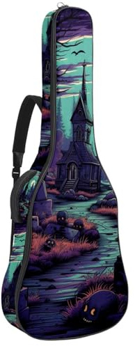 Bassgitarrentasche mit Horror Halloween Cemetery 43, Akustikgitarrentasche 101,6 cm E-Gitarrenkoffer, wasserdichte Oxford E-Gitarre Gigbag für akustische klassische Gitarre, Ukulele,