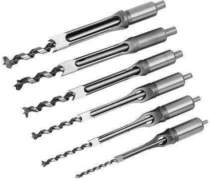 6 Pièces Sägebohrer Forets Carrés pour Ustensile en Bois Foret carré Trou carré pour Menuisier Hrc48 Travail du Bois, Ensembles de Scies Cloche Meche Bedane