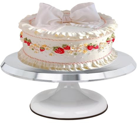 girevole per torta in metallo, supporto per torta rotante - Alzata per decorare torte | Alzata per torta girevole silenziosa, supporto girevole per torta, strumenti da forno, girevole per cupcake, pas
