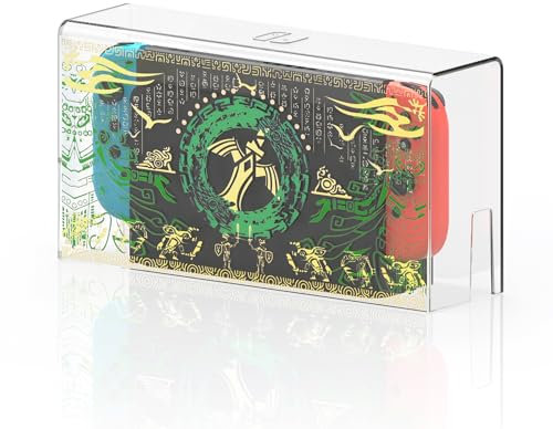 Geekria Clear Clear Clear - Copertura antipolvere acrilica compatibile con Nintendo Switch/Switch OLED, lacrime dell'alloggiamento antipolvere Kingdom, custodia protettiva impermeabile (modello)