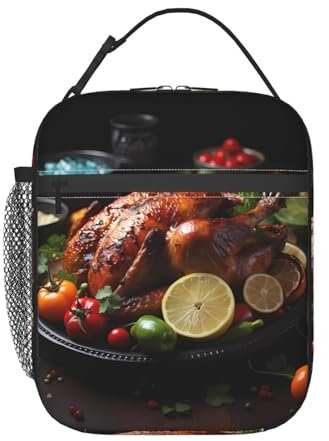 kastiong Borsa per il pranzo portatile, stuzzicante tacchino arrosto mantiene caldo/freddo, contenitore per alimenti con tasca per ufficio/esterno/viaggio