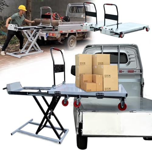 Eastnmythet Elektrische Scherenhebebühne, Hydraulischer Hebebühnentischwagen, 300kg Tragkraft, 100cm Hubhöhe, Hydraulischer Hubtischwagen für Lagersupermärkte