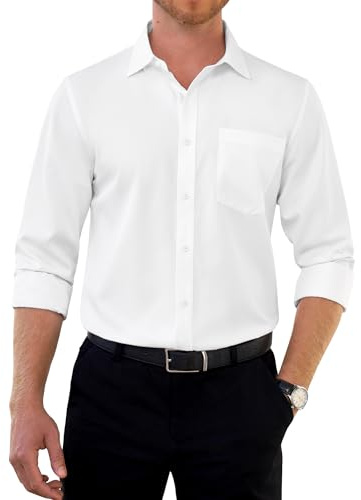 siliteelon Hemd Herren Langarm Weiß Knitterfrei Anzug Business Hemd Herren Langarm Weiss Regular Fit