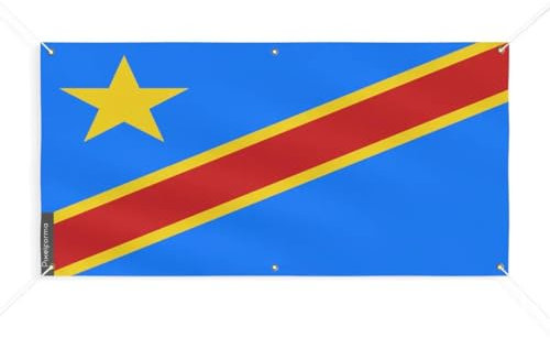 Pixelforma Bandiera della Repubblica Democratica del Congo 6 occhielli in diverse dimensioni (M) 50x100cm