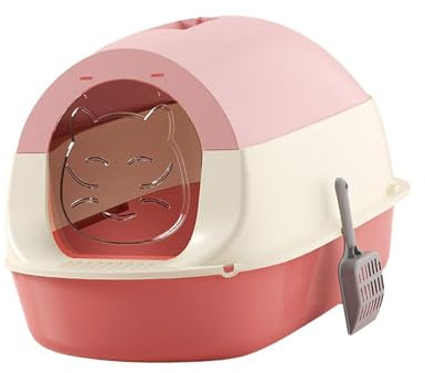 NYCBZ Lettiera for Gatti con Cappuccio Lettiera for Gatti Chiusa con Porta Sabbiera Accessori for Animali Domestici Anti Spruzzi con Toilette for Gatti Chiusa con Paletta, Rosa