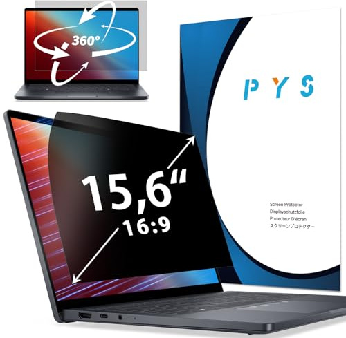PYS 360° Blickschutzfolie Laptop 15,6 Zoll 16:9 Selbstklebende | Anti Blaulicht Blendfrei Sichtschutz Folie Kompatibel mit Lenovo SGIN Dell Acer Samsung Asus Toshiba