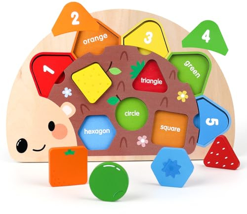 Montessori Toddler Toys for 1 2 3 Year Old Boys Girls,Wooden Puzzles Jigsaw for 1-2 Year Old Boy Educational Toys -Learning Colour Sorting Toys Gifts for 1-2-3 Year Olds Girls Boys Peg Board Toy